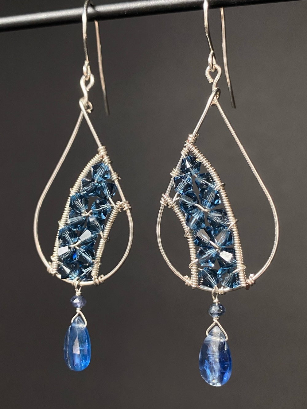 Kyanite Gemstone & Swarovski Sterling Silver Earrings